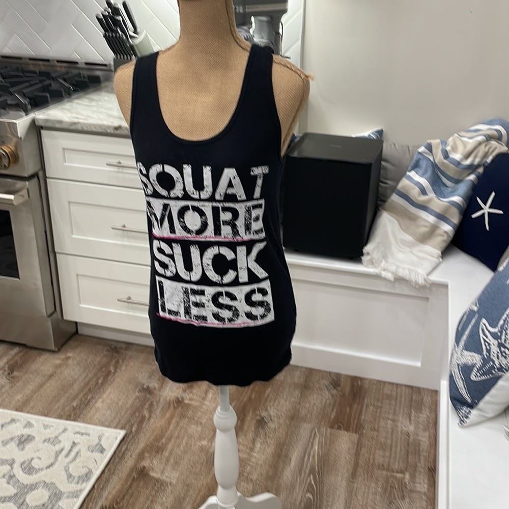 {Bella} squat more suck less black tank top